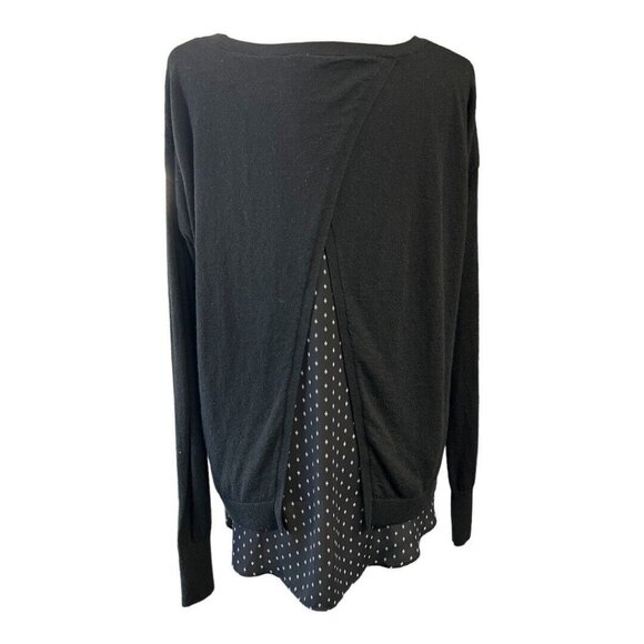 Ann Taylor LOFT Mixed Media Sweater~Size M~Black White Diamond Split Back L5 23 - Picture 7 of 11
